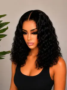 [Ribacee]16-inch short bob wig with glue-free lace front curls, ready to wear, wet-look waves 6x4, women's style, natural, comfortable, lightweight, glue-free, hair length can be trimmed, can be permed and dyed, good quality and affordable.