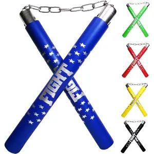 Rubber Martial Arts Training Nunchucks Nunchakus for Kids Beginner & Adults Practice with Steel Chain