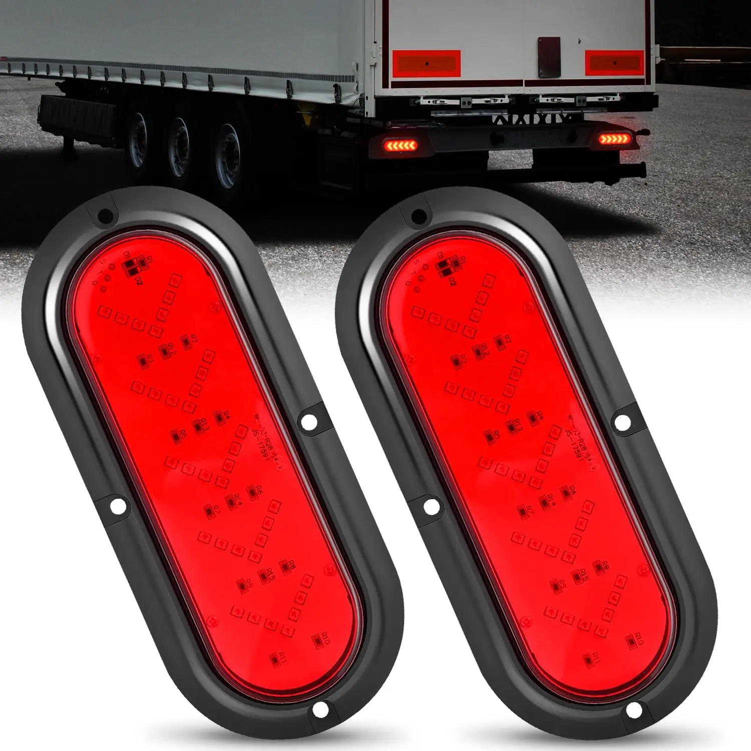 Nilight 6-in Oval Tail Lights (2PCS), 35LED Arrow Sign Surface Mount Waterproof Lights with PMMA/ABS Construction, Self-Tapping Installation for 12V Truck RV Trailer
