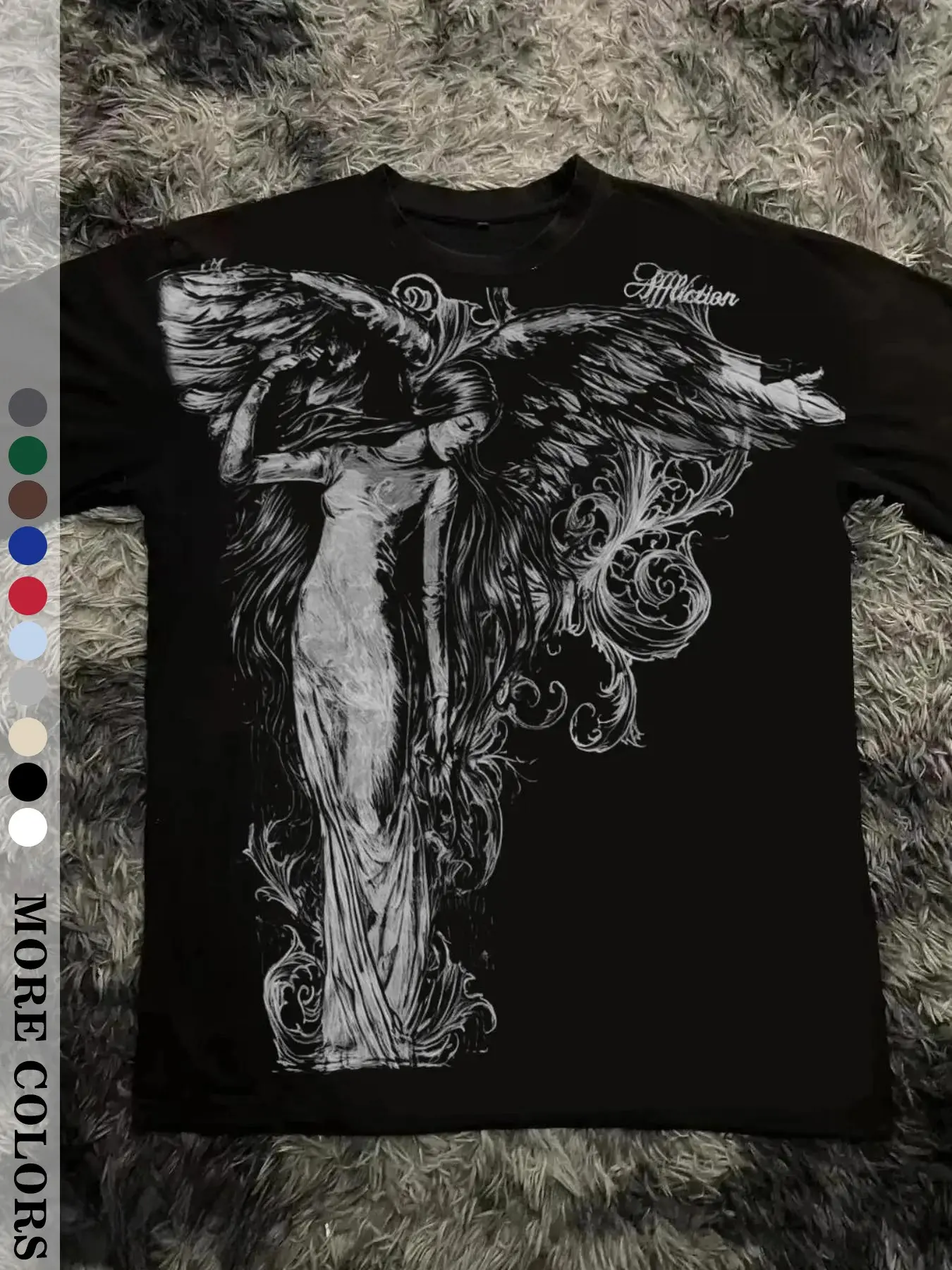 Vintage Dark Goddess Print T-Shirt, Streetwear Unisex Oversized Short Sleeve, Casual Loose-Fitting Top, Fashionable Graphic Tee, Artwork Tee