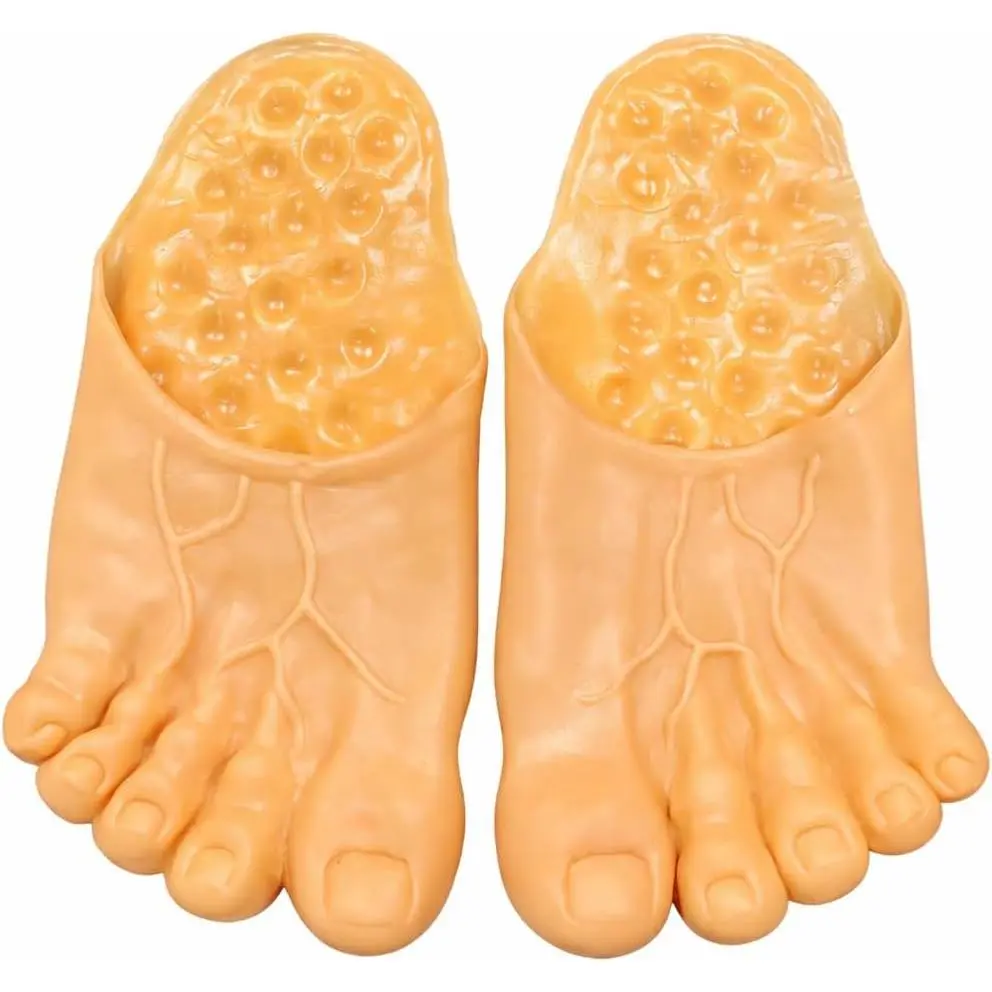 Rubber Bare Feet |   Barefoot Giant Shoes |   Caveman Feet |   Giant Feet Big Foot |   Barefoot Slippers |   Big Foot Costume Accessories |   Soft Rubber |   One Size Brown