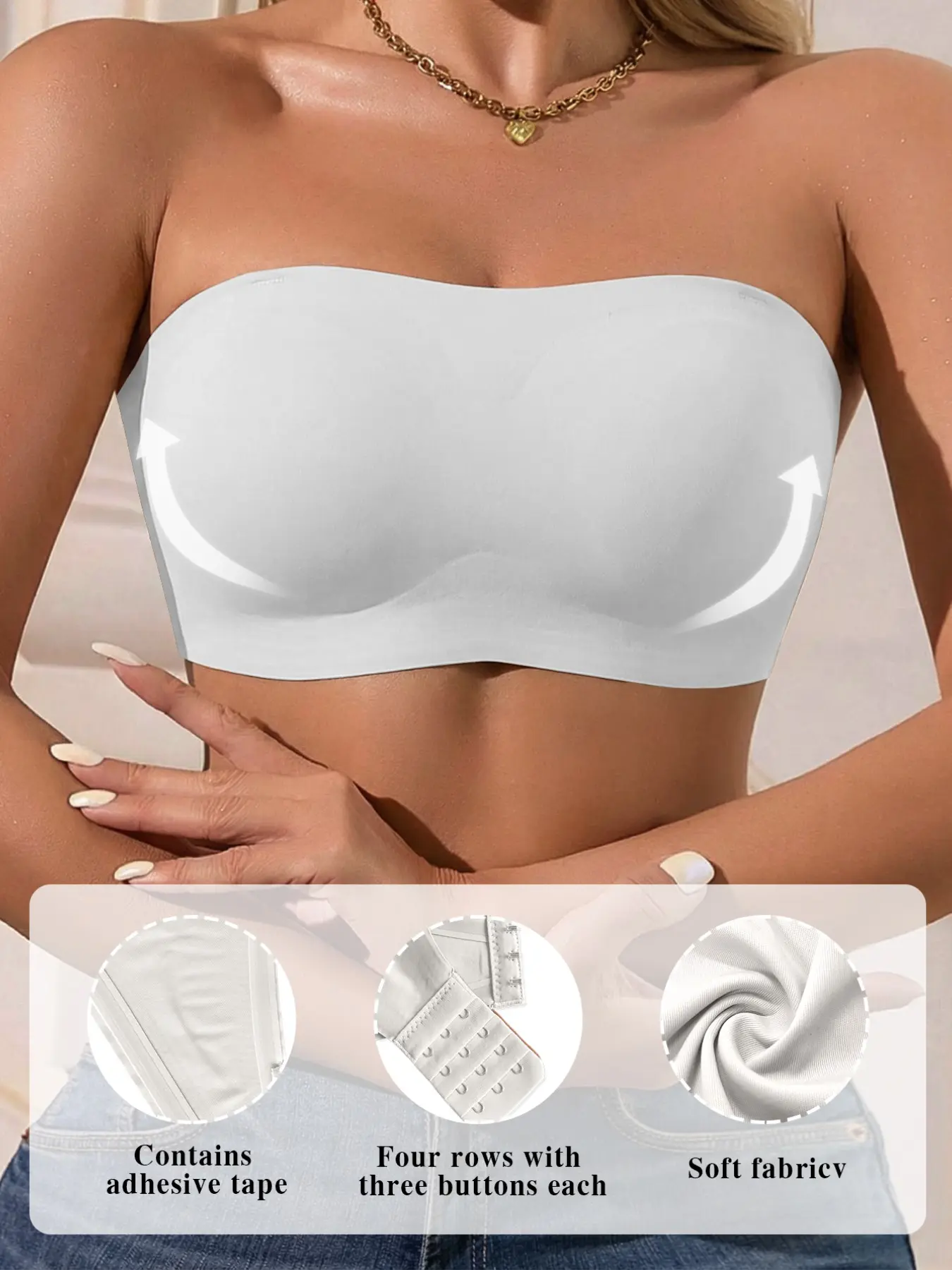Four-Season Seamless Slip-Resistant Strapless Bra, Perfect for Off-The-Shoulder, Ideal for Dresses and Evening Wear,underwear for women,push up bra.