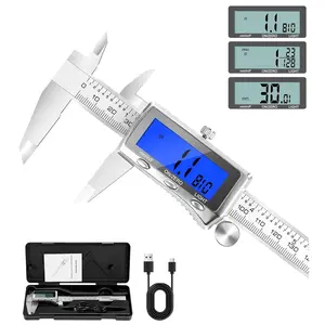 LuxBlue Digital Calipers Measuring Tool 6 Inch | Rechargeable Digital Vernier Caliper with Backlit LCD Screen, Auto-Off | Inch/MM/Fraction Easy Conversion, Stainless Steel Electronic Caliper for DIY