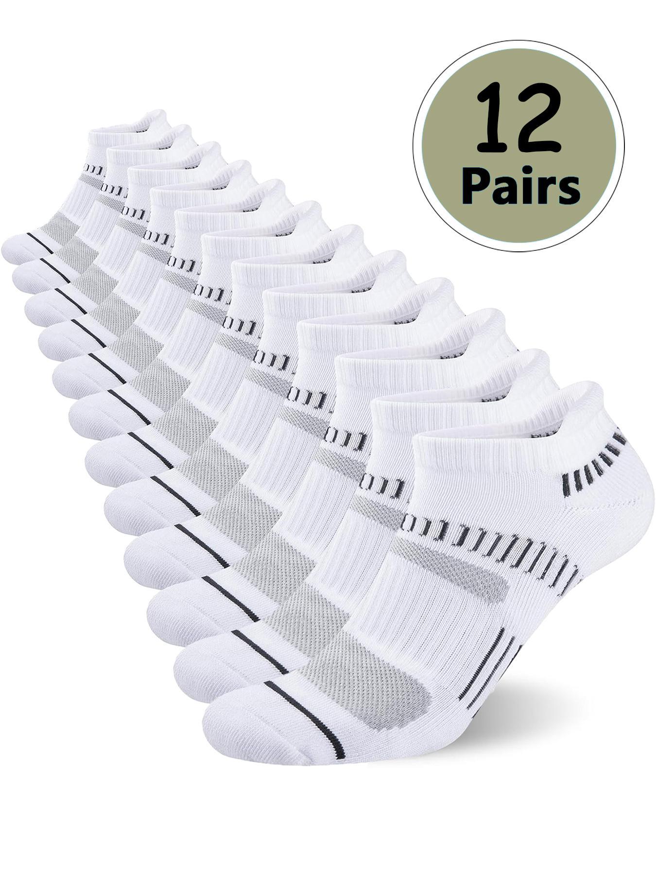 Men's 12 Pairs Stripe Print Ankle Socks, Moisture Wicking Athletic Socks, Soft Comfy Breathable Socks for Men, Breathable Fabric Socks