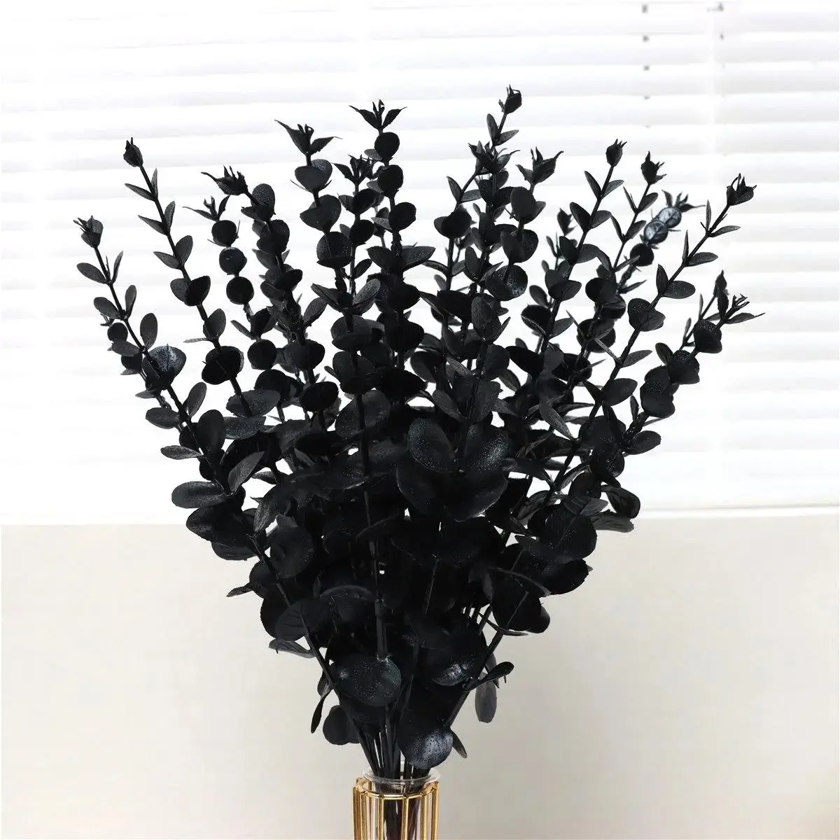 Realistic Plastic Eucalyptus Leaf Bouquet, Wedding Home Decor Artificial Greenery, Floral Arrangement with Fake Eucalyptus Branches