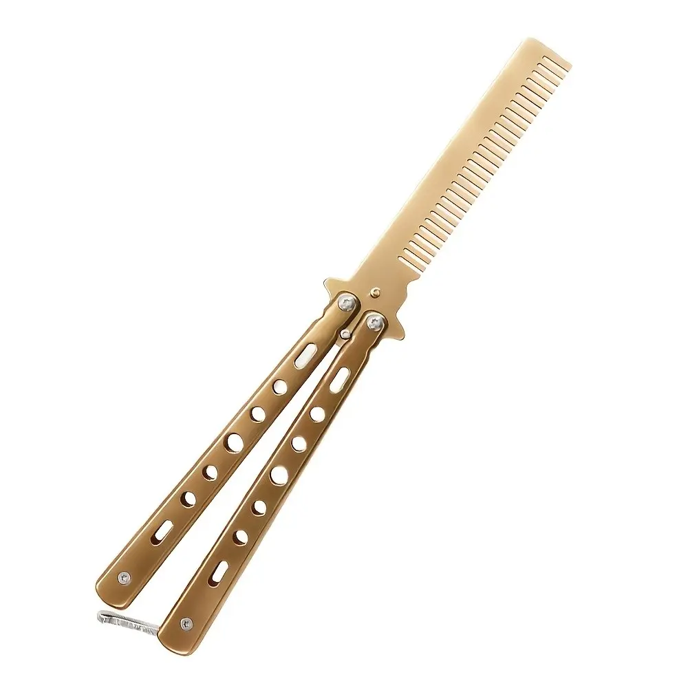 Stainless Steel Folding Butterfly Comb, Portable and Durable, Strong Teeth, Long-Lasting Handle, Easy to Use, Available in 4 Colors, Hair Combs