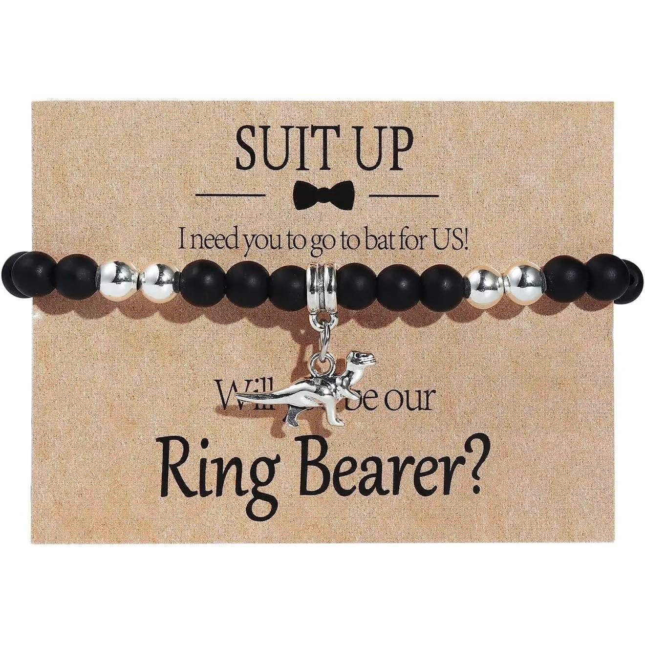 Proposal Bracelet Gifts Ring Bearer Dinosaur Beaded Strand Bracelet Adjustable  Dinosaur Charm Bracelet Thank You For Being Our Ring Bearer Wedding