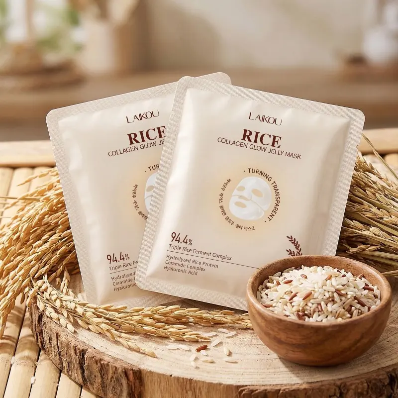 1. Fermented Rice Transparent Jelly Facial Mask, Hydrolyzed Rice Protein Collagen Mask Deep Moisturizing & Revitalizing Skin, Anti-Dullness Face Sheet Mask Suitable for All Skin Types Home Beauty Care