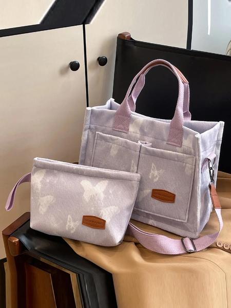 Women's Strawberry Pattern Tote Bag & Purse, Casual Versatile Shoulder Bag & Coin Purse, Trendy High-quality Daily Commuting Bag, Fashionable Bag, Fashionable Patterned Bag