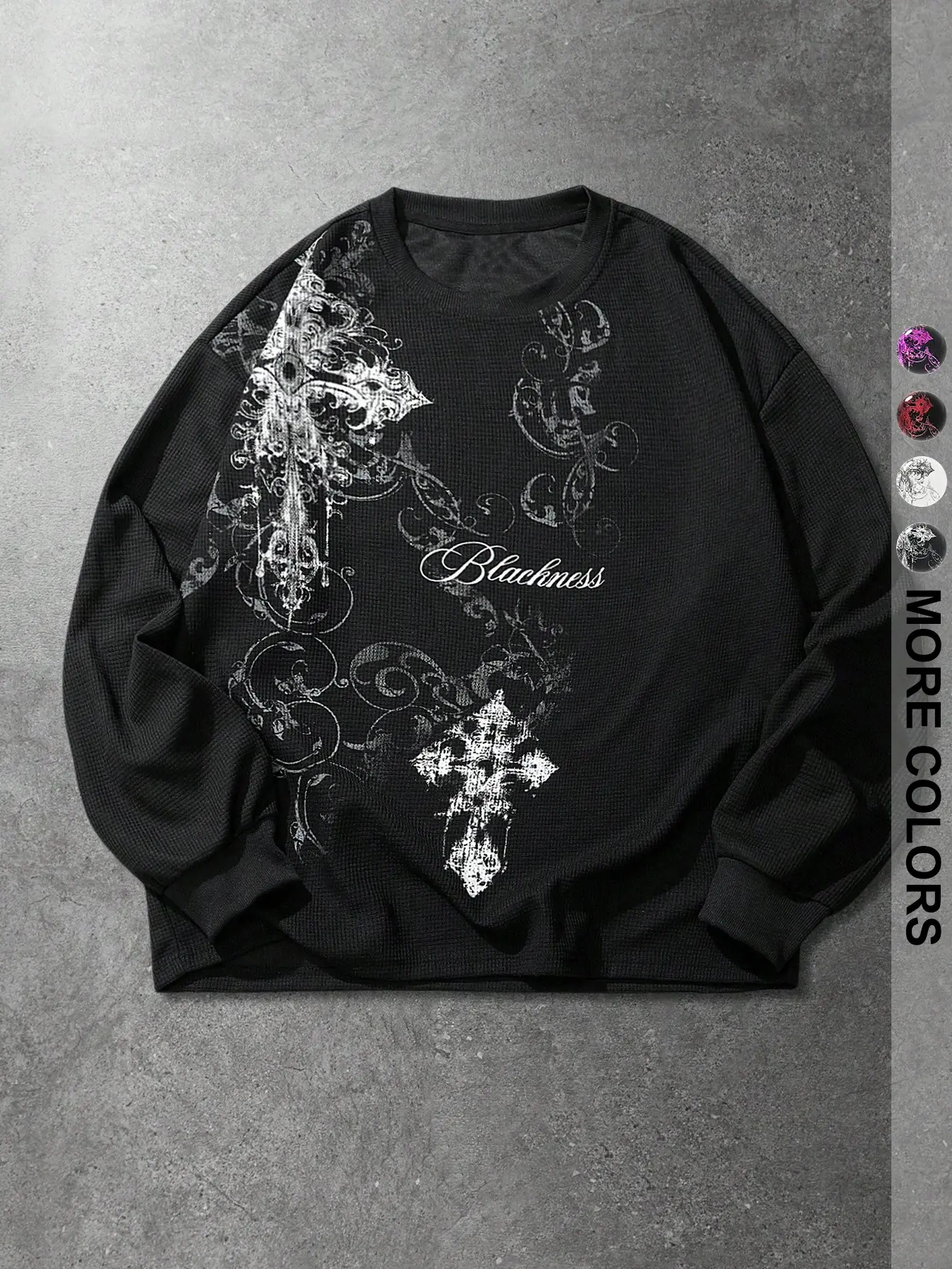 Men's Waffle Knit Crew Neck Sweatshirt, Loose Fit, Multi-Color Options, Casual Fashion, Comfortable Basic Tee for Campus and Outdoors