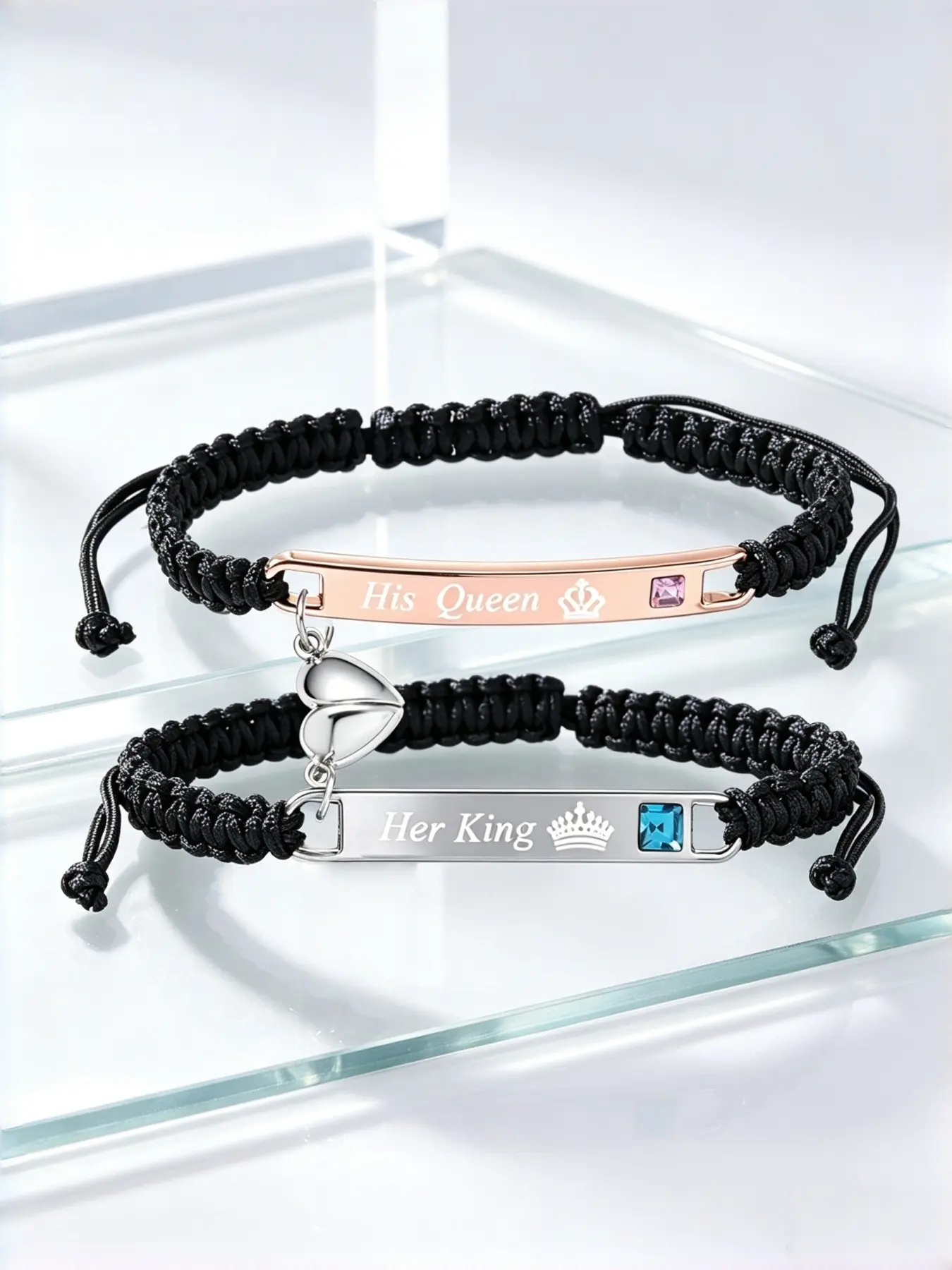 Luna Alone Adjustable Magnetic Couple Bracelet Set, Bracelet for Couples, Heart Rate Bracelet, Fashion Jewelry, Birthday Gift, Valentine's Day Gift, Christmas Gift