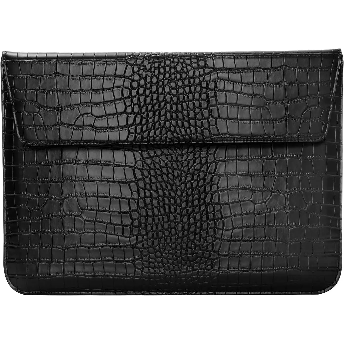 Laptop Case 13.3 inch, 13-13.3 inch Laptop Sleeve Compatible with MacBook Air/Pro 13 / Pro 14, HP Dell ASUS Lenovo Notebook, Crocodile Grain PU Leather Flap Case Bag, Black