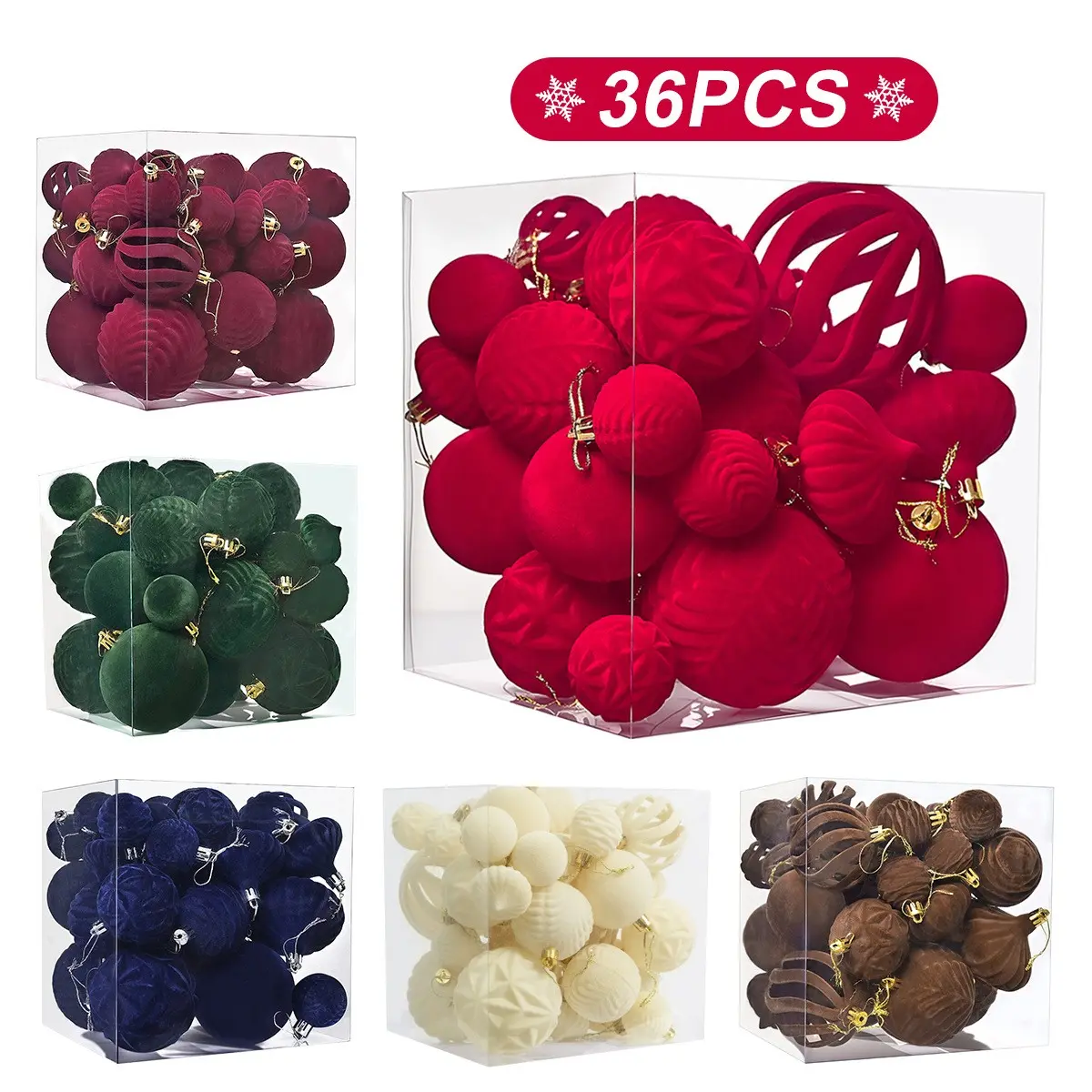 Christmas Tree Decor Felt Balls 36pcs, Unique Painted Felt Ball Ornaments, Holiday Decoration Accessories, Festive Scene Props