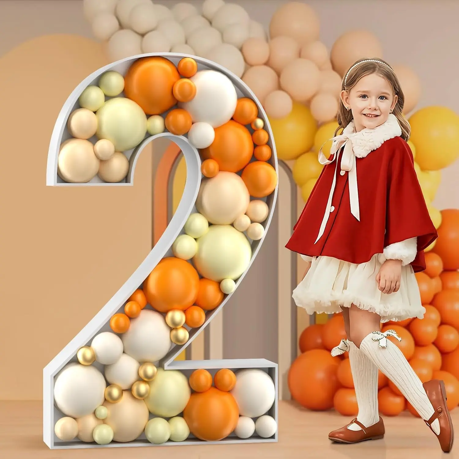 4FT Marquee Number 2, Mosaic Number Frame for Balloons | DIY Party Decorations for Birthday, Pre-Cut Foam Board, Assembly Required, Balloons Not Contained 21 Pcs Accessory Set