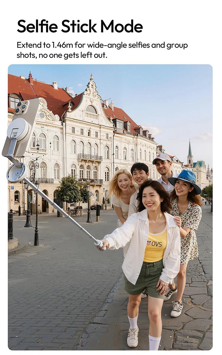 Ulanzi MT85 Smartphone Selfie Stick Phone Automatic Tripod Stand 1.5M With Bluetooth Controller 10M Wireless Magsafe Quadruped
