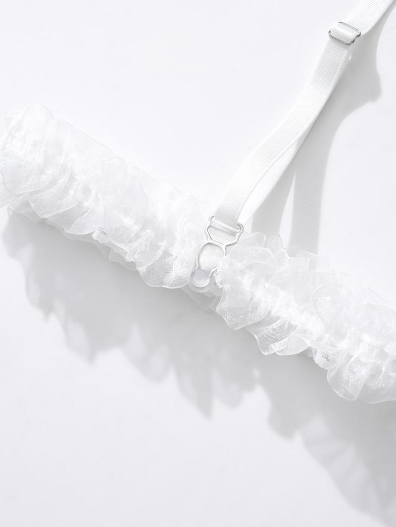 Women's Sexy Black & Pink Lace Corset Lingerie Set, Push-Up Bustier with Lace-Up Detail, Bow Accent Ruffle Hem Garter Belt Lingerie, Perfect for Valentine's Day, Date Night & Romantic Occasions, Seductive Maid Style Intimates