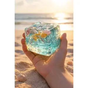 Ocean Shell Squishy Toy, Clear Blue Sensory Fidget Gift, Kawaii Stress Relief Squeeze Toy, Beach Lover Party Favor