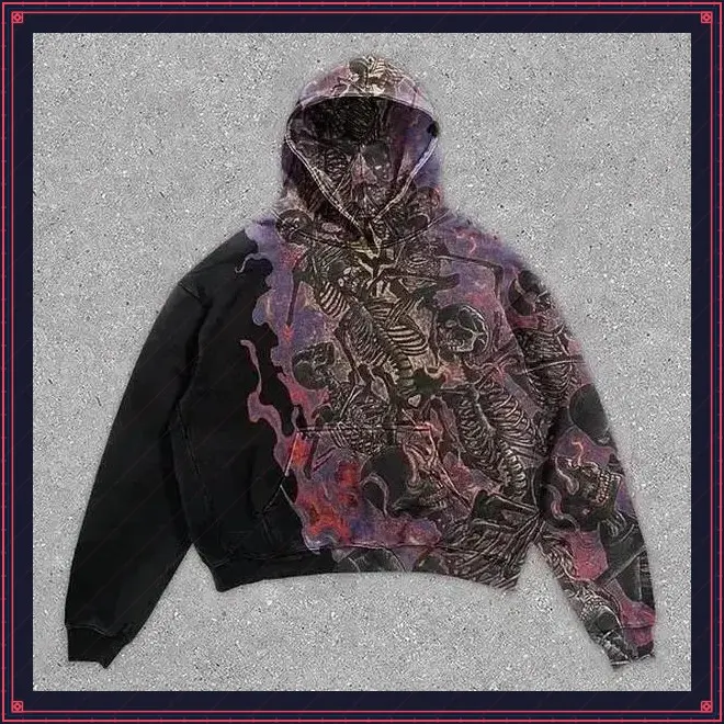 Men's Hooded Sweatshirt Punk Streetwear Korean Style Funny s Vintage Designer High Quality Cheap Cotton Graphic Male Hoodie