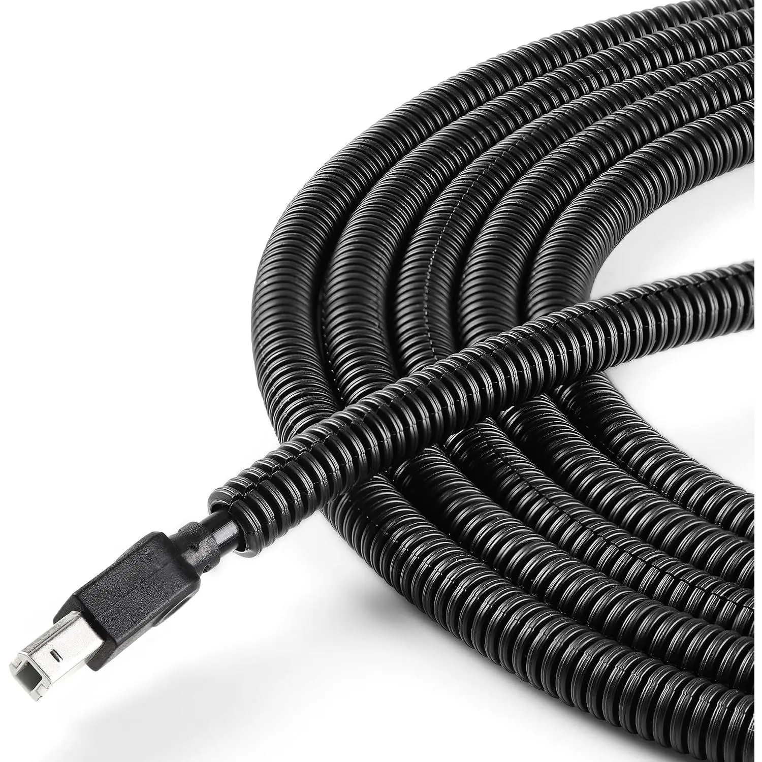 Split Wire Loom 1/4 Inch 6.6FT, Wire Protector Tubing for Cords | Black Flexible Wire Conduit Cover, Cord Protectors from Pets No  Electric Wire Cover