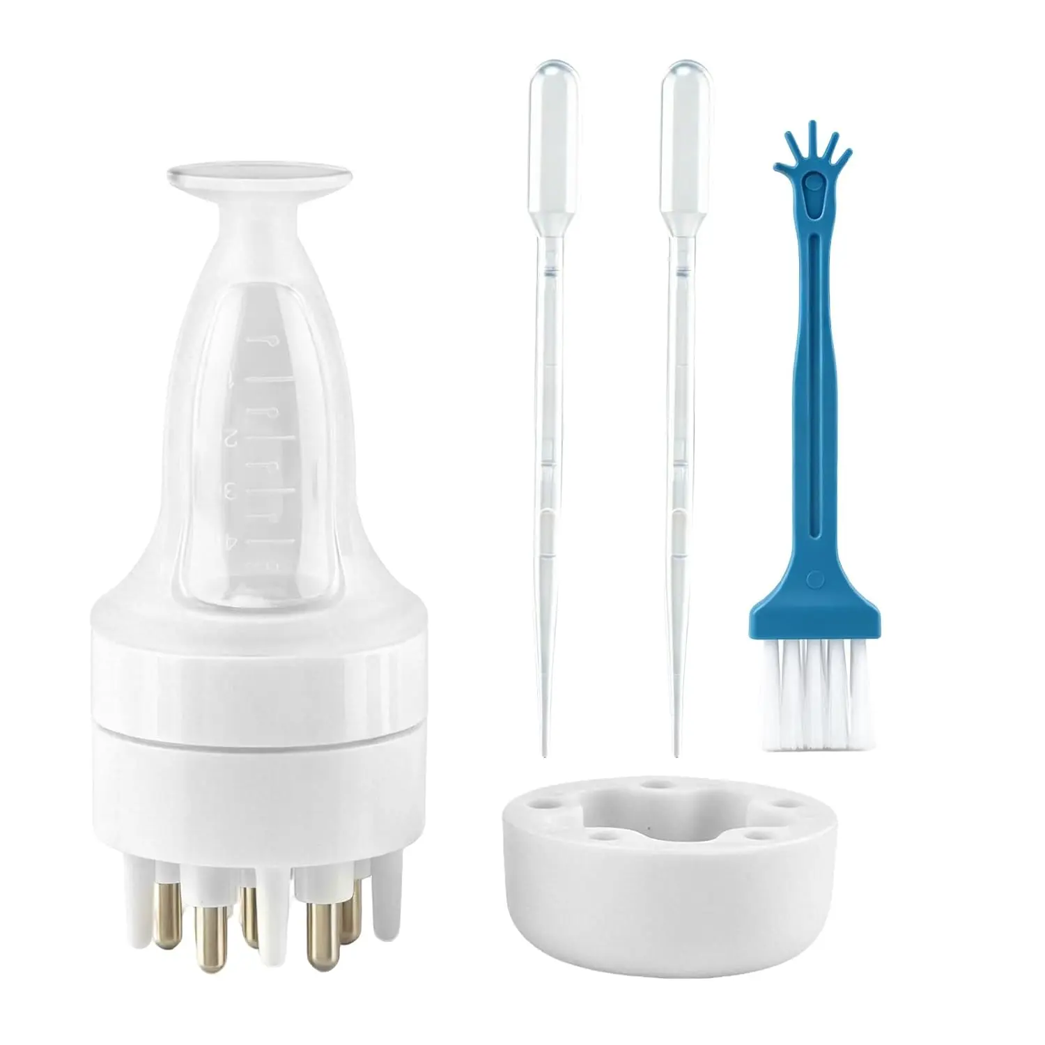 5ml Minoxidil Applicator, 6-Prong Hair Oil Applicator, Mess-Free Hair Serum Bottle for Quick Scalp Application, Small Applicator Bottle for Minoxidil, with 2 Droppers and 1 Cleaning Brush