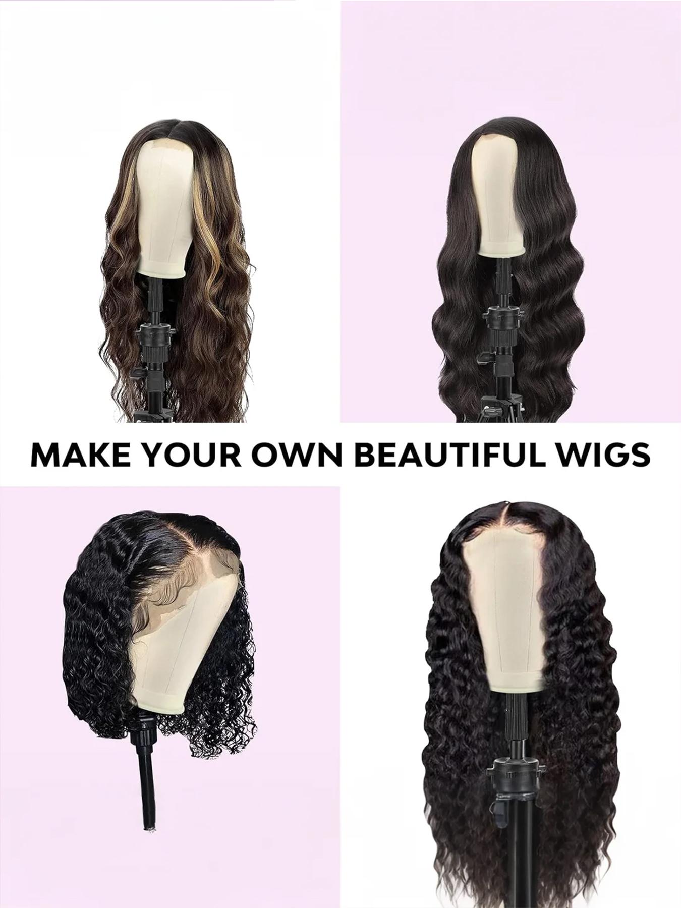 Complete Wig Styling Equipment for Novices: 22-inch Wig Stand + Tripod + T-Pins + Bristle Brush | Halloween Ready Wig Install Kit
