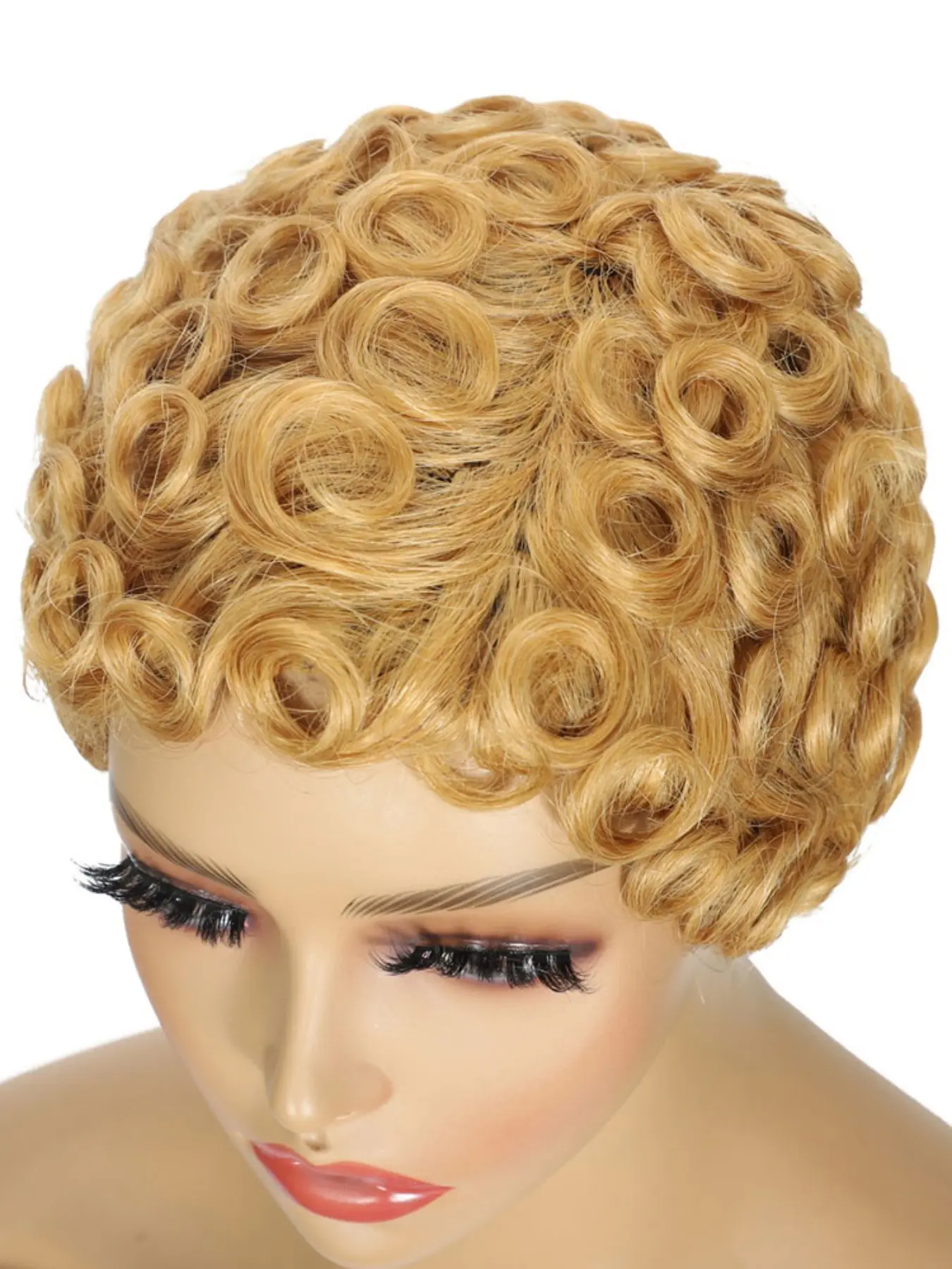 Real Hair Wig Short Curly Full Mechanism Women's Daily Casual Party Halloween Festival Wig, 150% Density, 6 Inches, 1b Color, Glueless, 3-Second Wear