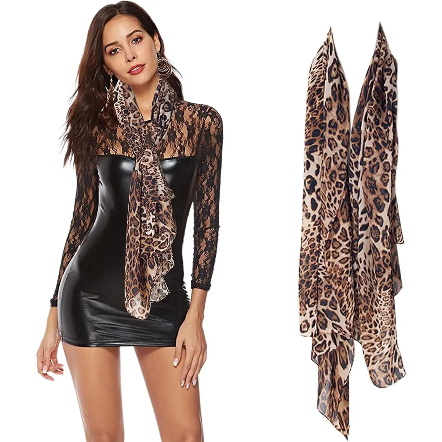Women Floral Leopard Shawl Wraps Lightweight Scarfs Sunscreen Scarf Travel