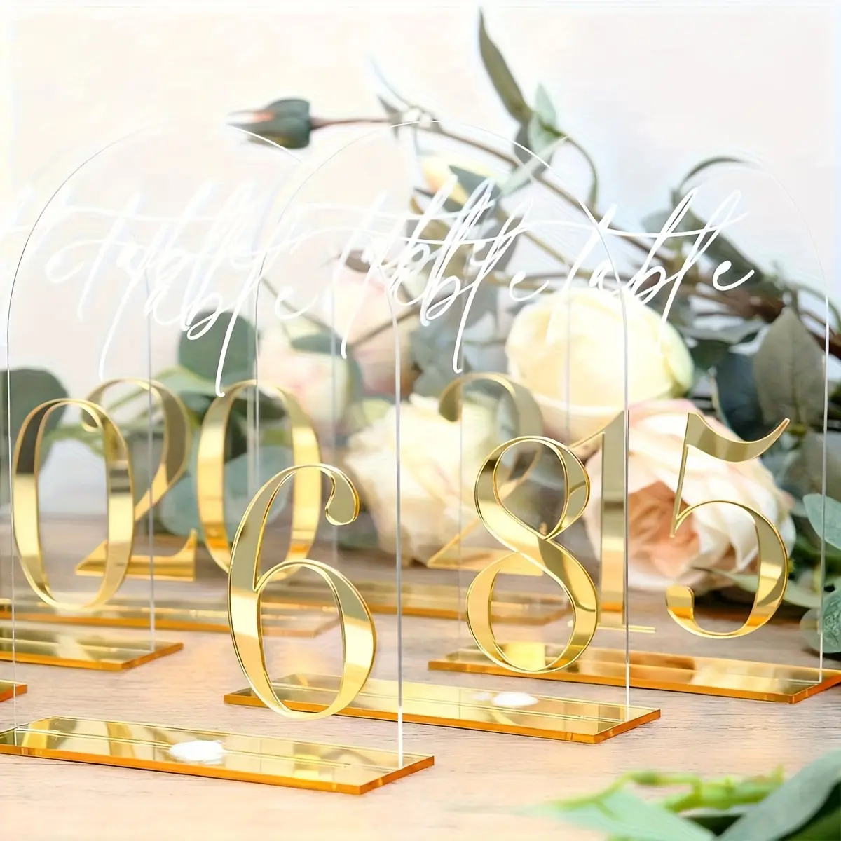 "Wedding table number plate" gold transparent acrylic table number modern lighting luxury banquet seat card wedding birthday party coffee shop restaurant outdoor durable card Clear