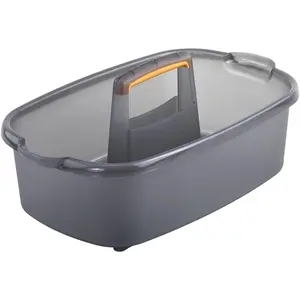 Cleaning Storage Caddy with Handle Plastic Multipurpose Organizer, Rectangle, 1.85-Gallon, Gray