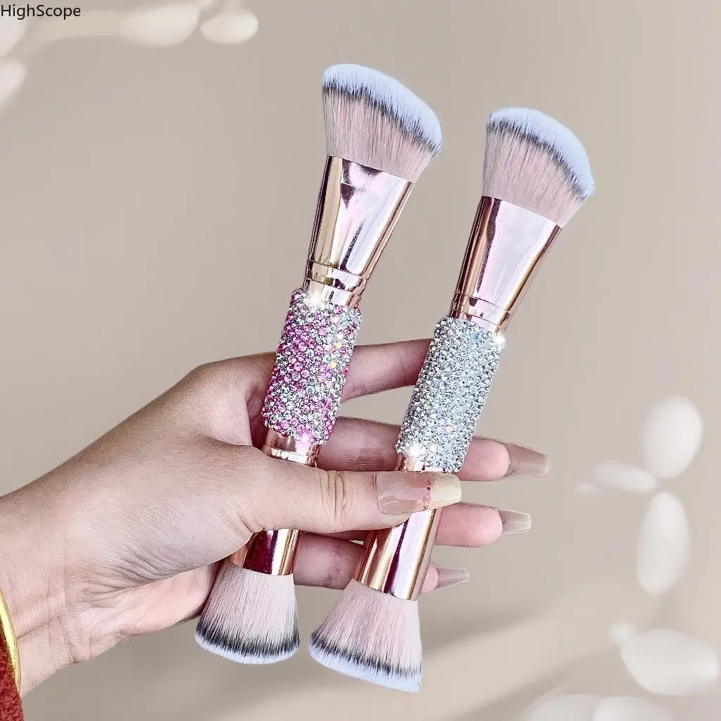 Rhinestone-Decorated Double-Ended Complexion Brush - Soft Bristles Costume Jewelry Accessory for Foundation, Powder, Dual Ended Brush, Double Ends, Brush Set