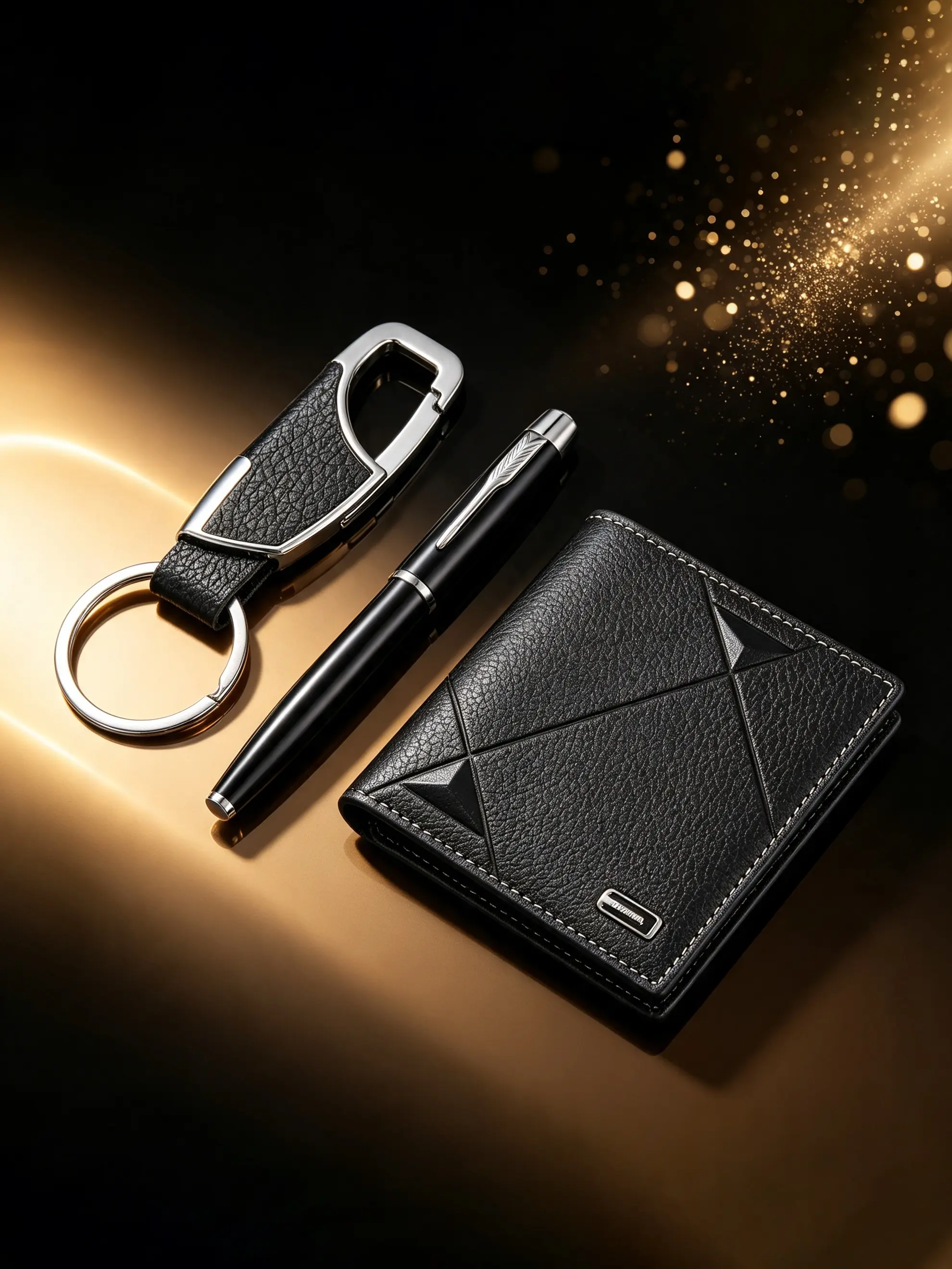 3pcs/set Men's Business Set, PU Leather Wallet Keychain Pen, Perfect Gift for Valentine's Day, Father's Day, Christmas, Birthday