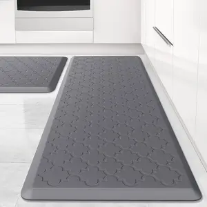 Mat [2 PCS] Cushioned Anti-Fatigue Mat, Waterproof Non-Skid Ergonomic Foam Rugs, Standing Mat for,,Office, Sink, Laundry(Grey)