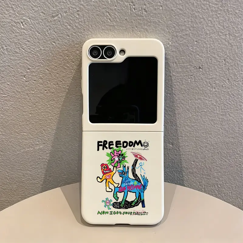Smartphone Casing for Samsung Galaxy ZFLIP 7,6,5,4,3 & Motorola RAZR 60,50,40 Super Edition,60 Pro - Casual Street Graffiti Monster Art, Simple Cat & Dog Doodle All-Over Print Handheld Cellphone Devices Protection Accessory, Protector