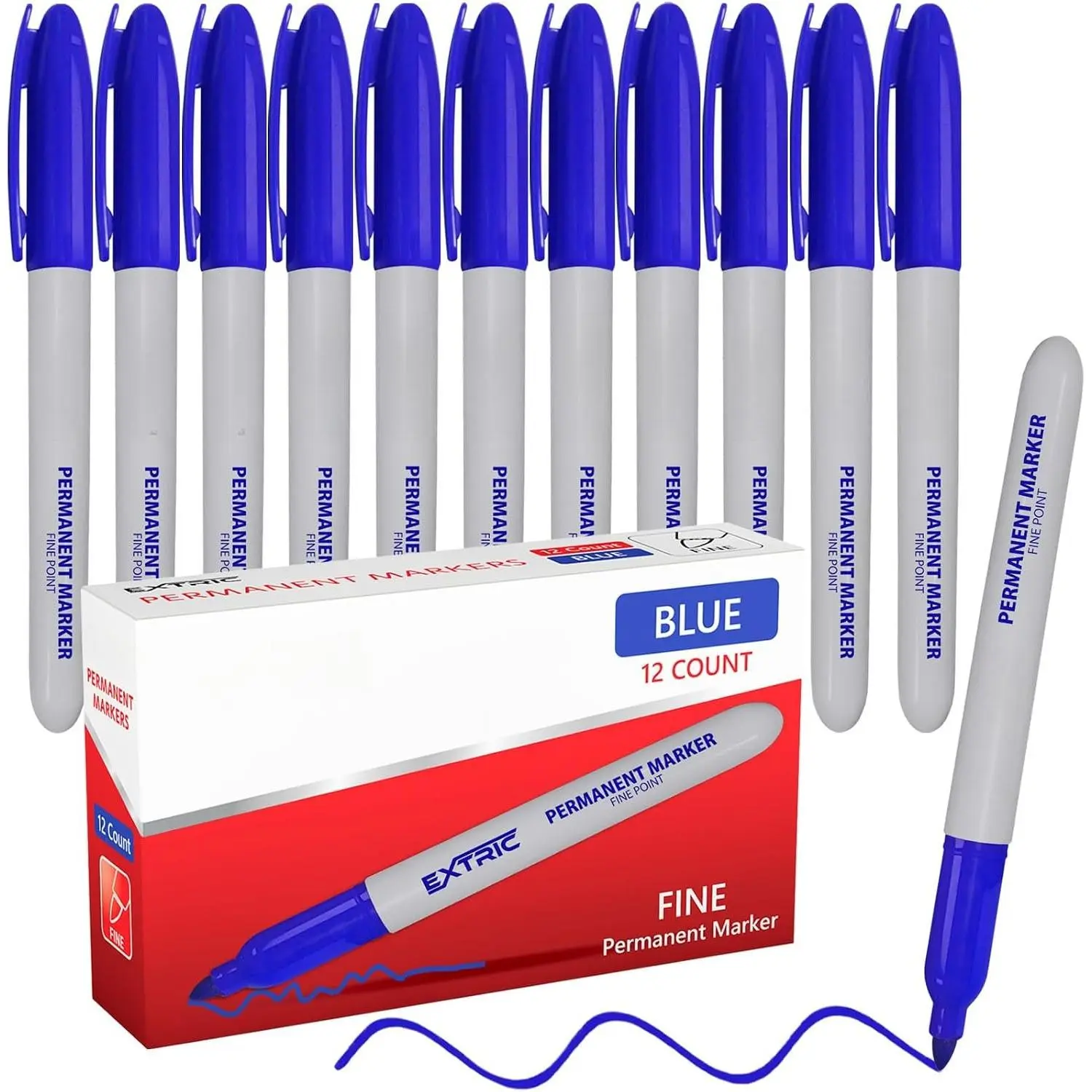 Permanent Markers Black, 12 Count Fine Point Markers, Quick Drying, Works  , Paper, Plastic, Metal and Glass, for , Office and School use