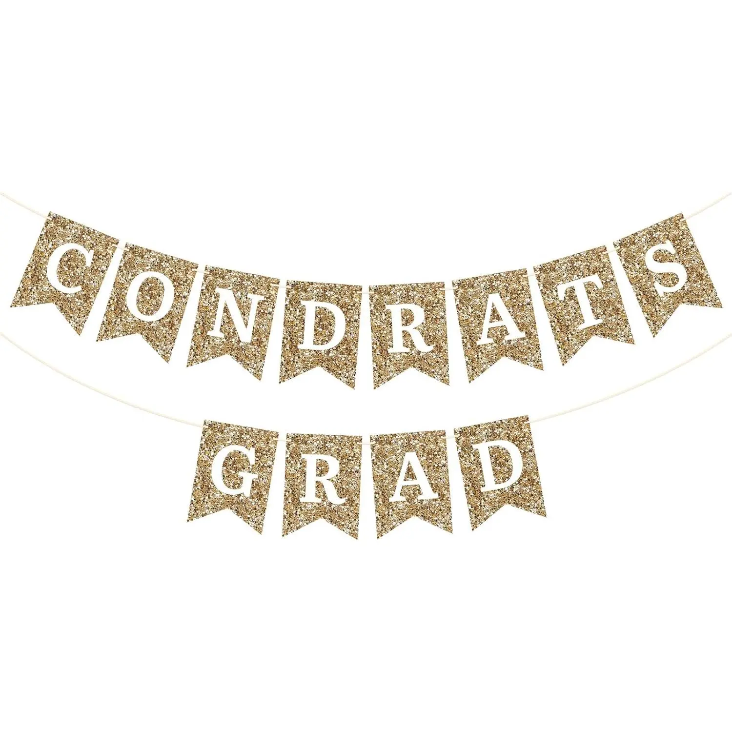 Congrats Grad Banner Garland, No DIY Required Pre-Strung Glitter Graduation Banners, Grad Congrats Class of 2026 Party Decorations for Graduation Party Supplies (Congrats Grad Banner)