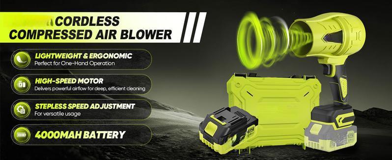 Cheetah 48V Max Cordless Leaf Blower – Includes 2x 3.0Ah Batteries, Turbo Handheld Blower for Lawn Care, Car Drying & Outdoor Cleaning (Lightweight Design)