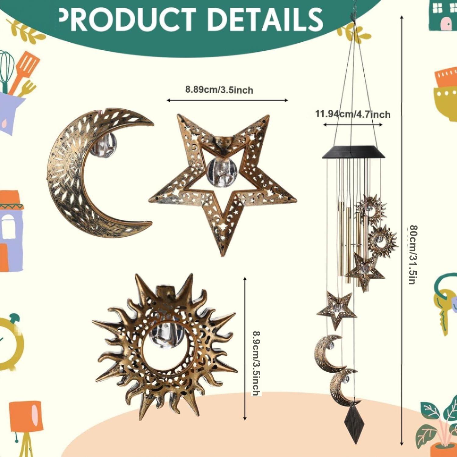 Solar Wind Chime Outdoor Camping Light, Garden Landscape Decoration, Waterproof Solar Hanging Lamp, Yard Garden Gift, Holiday Decor, Outdoor Wind Chimes, 1pc