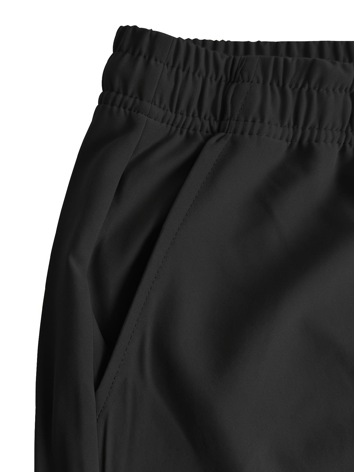 Veiskor Menswear Men’s 2-Pack Simple Basic Loose Polyester Functional Cargo Straight-Leg Pants for Spring/Summer, Elastic Drawstring Waist, Contrast Color, Side Zipper Pockets, Lightweight Breathable, Versatile Casual for Outdoor Activities, Commuting, Ca