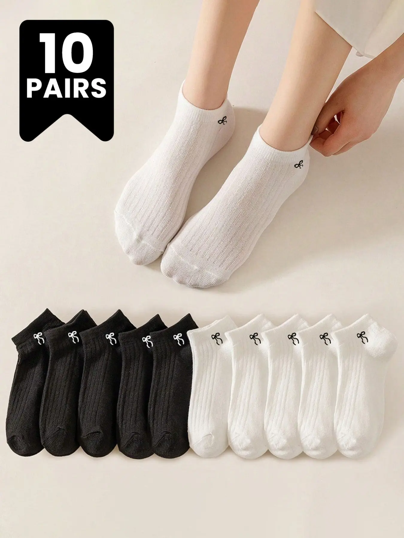 10 Pairs Women's Short Socks, Casual Knit Socks, Casual Fashion Versatile Daily Wear, Ankle Socks, Comfortable and Stylish, Perfect for Everyday Use