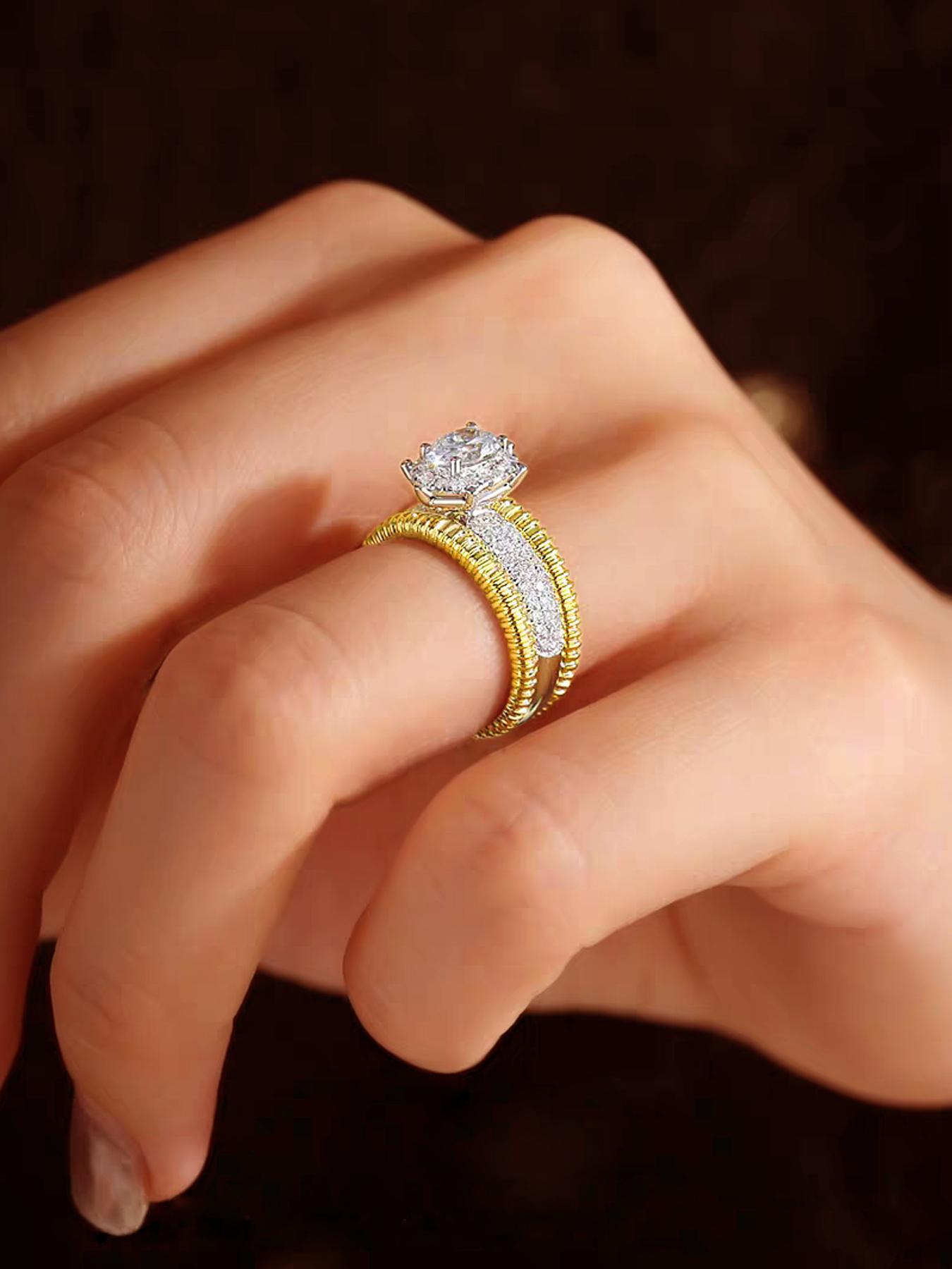 925 Sterling Silver Fashion Artificial Diamond Wedding Ring, Engagement Ring for Women, Trendy All-match & Exquisite Jewelry for Birthday Gift, Promiserings, Elegant Fashion Rings