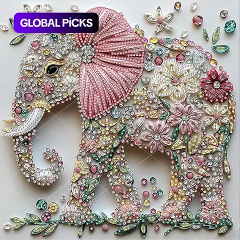 Adult 5D DIY Diamond Painting Kit, DIY Handmade Crafts, Elephant Series, Colorful Patterns, 30x30cm, Frameless Wall Art for Living Room, Bedroom and Office, Handicraft #GLOBAL PICKS