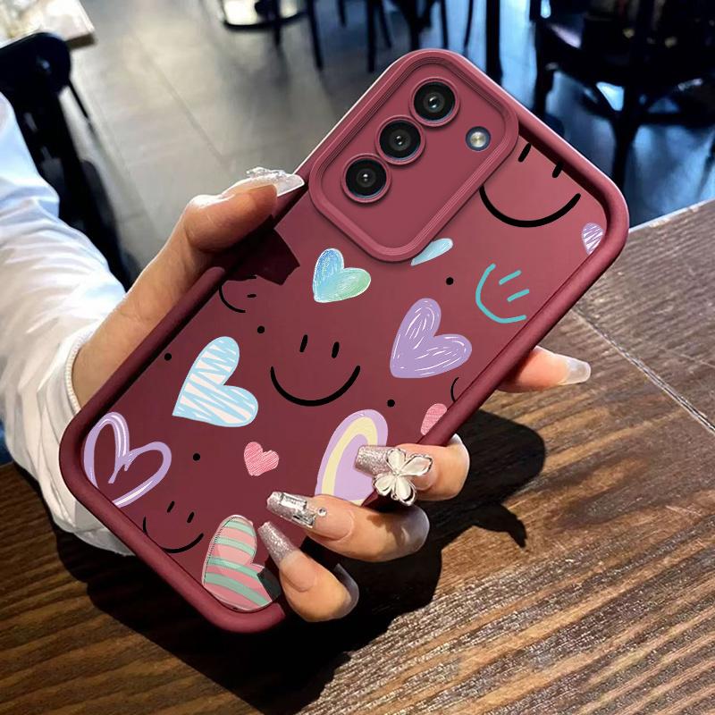 Phone case: Phone Case Suitable for Samsung for Samsung Galaxy S26 S25 S24 S23 S22 S21 Fe Plus Ultra A13 A14 A15 A16 A17 A33 A34 A35 A36 A52 A53 A54 Note20 TPU Protective casing Shockproof Trendy Shell Cute Face And Graffiti heart Back Cover