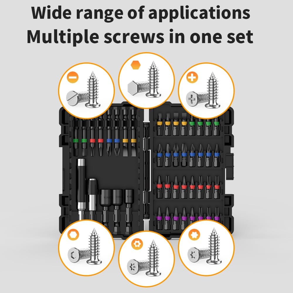 Impact Driver Bit Set,45   Bit Set,Impact Tough Screwdriving Bit Set (Black)