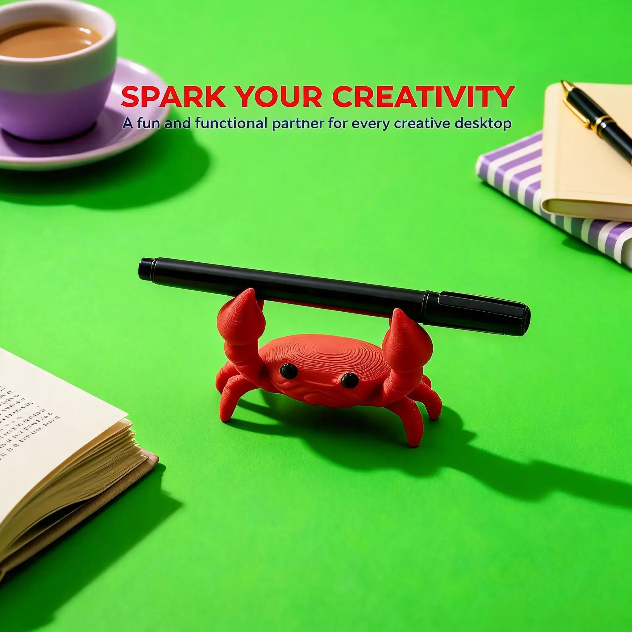 1pc Cute Crab Pen Holder Creative Desk Organizer And Fun Desktop Decor Desk Accessories for Home And Office，Gifts for Children to Inspire Creativity; Creative Home Decor Items for Family Members.