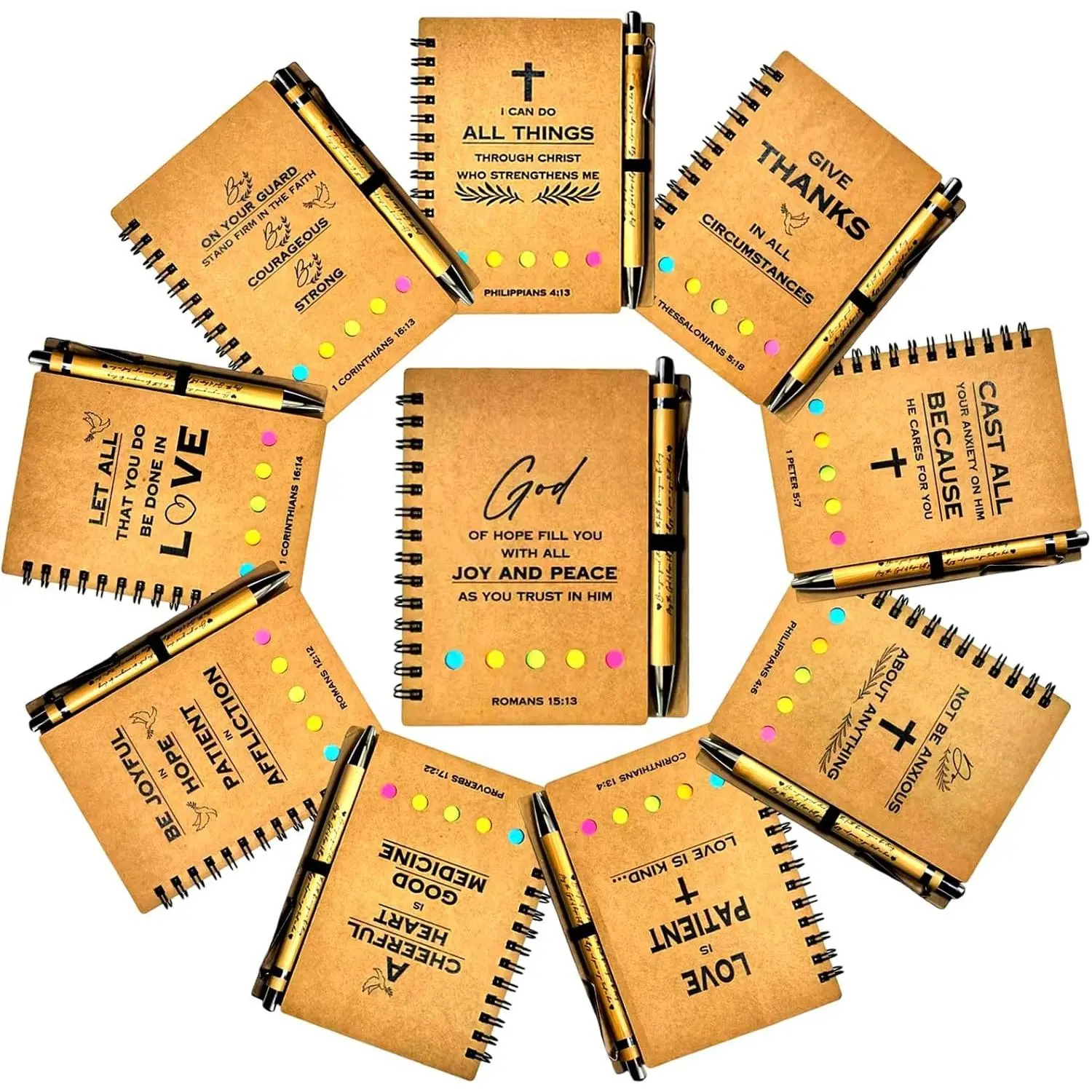 10 Sets Christian Notebooks Bulk Prayer Journals Inspirational Christian Gifts  Notebook with  Verse Pens for Women Men Church Members  Study Groups & Church Families