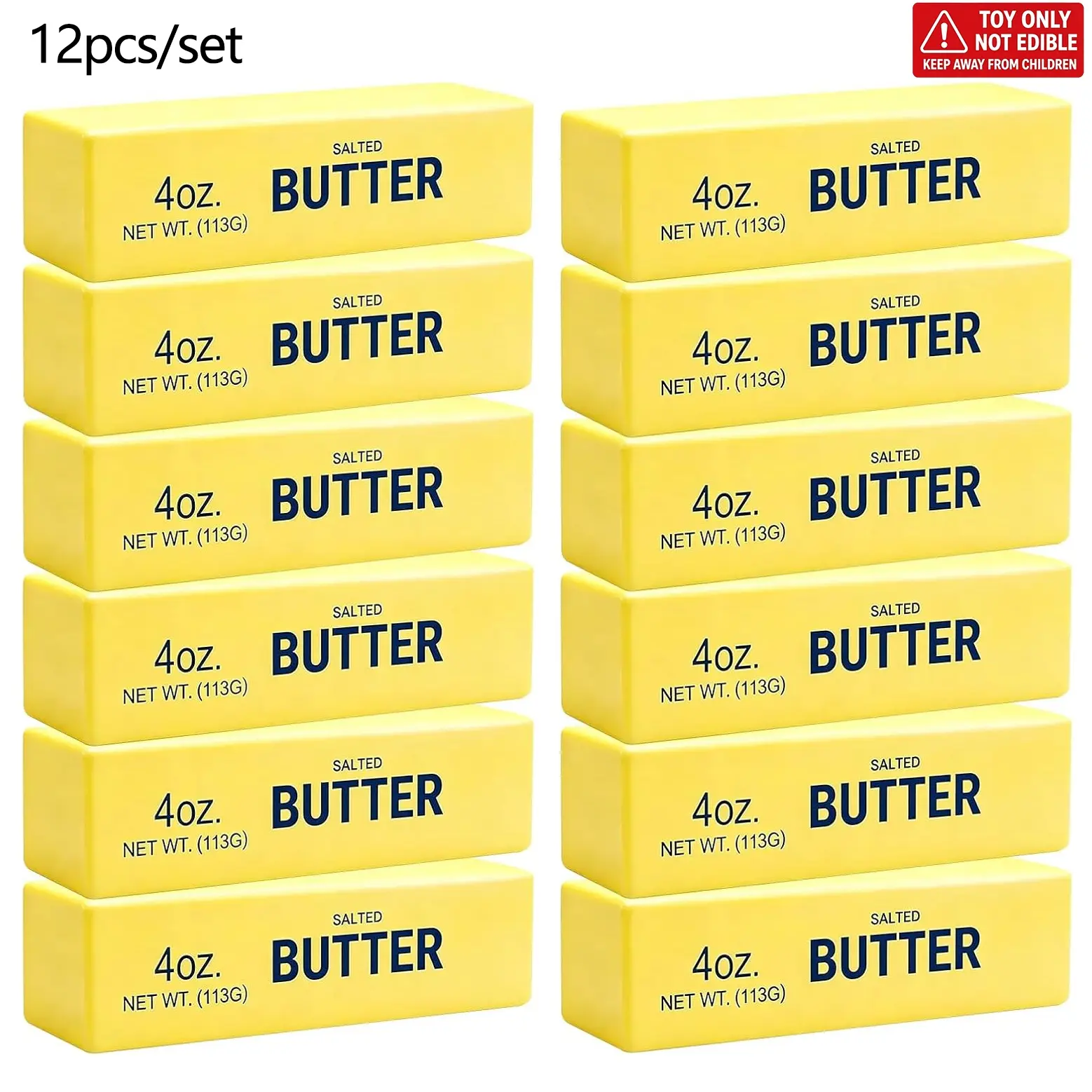 12 Pack Butter Squishy Toy, Super Soft Slow Rising Squeeze Toys, Stress Relief Sensory Fidget Butter Shape for Kids & Adults, Anxiety Releasing Squishies for Party Favors, Classroom Prizes