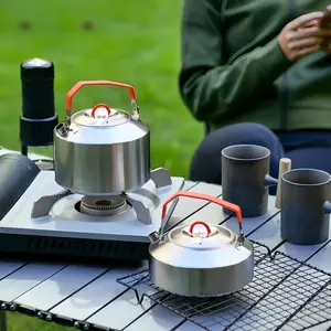304 Stainless Steel Camping Water Kettle, Portable Outdoor Picnic Tea Pot, Durable Stainless Steel Teapot for Campers