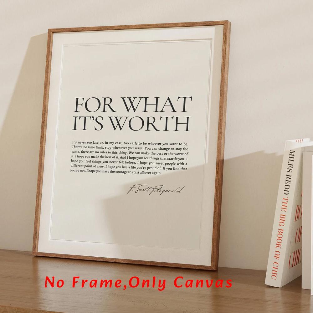 F. Scott Fitzgerald Inspirational Quote Unframed Painting, Canvas Wall Art, Wall Art Decoration, Wall Decor for Home Living Room Bedroom Study Room, Quote Prints, Poster