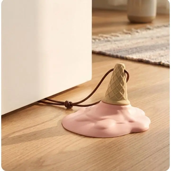 Ice Cream Cute Door Stopper, Heavy Duty Cute Fun Cartoon Floor Wedge 1Pcs Decorative Melted Ice-cream Cone Shape, Funny Doorstops for Home Security Protectors Rubber Floor Bottom Decor