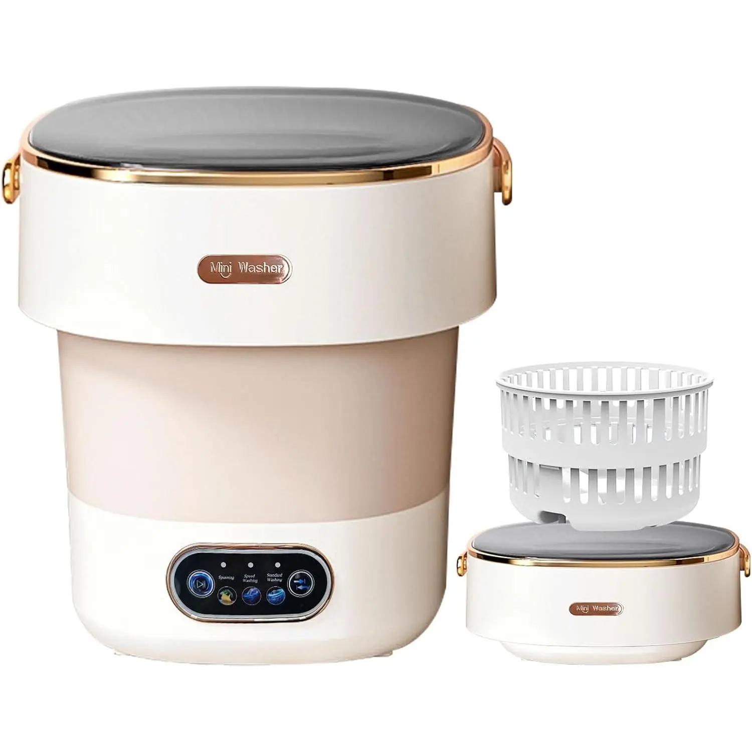 Portable Washing Machine,Mini Washer -20L Upgraded With Spin Basket,Small Clothes Folding Washing Machine Of Underwear, Baby And Small Clothes,Suitable For Home Apartments Dormitories, Hotels Beige